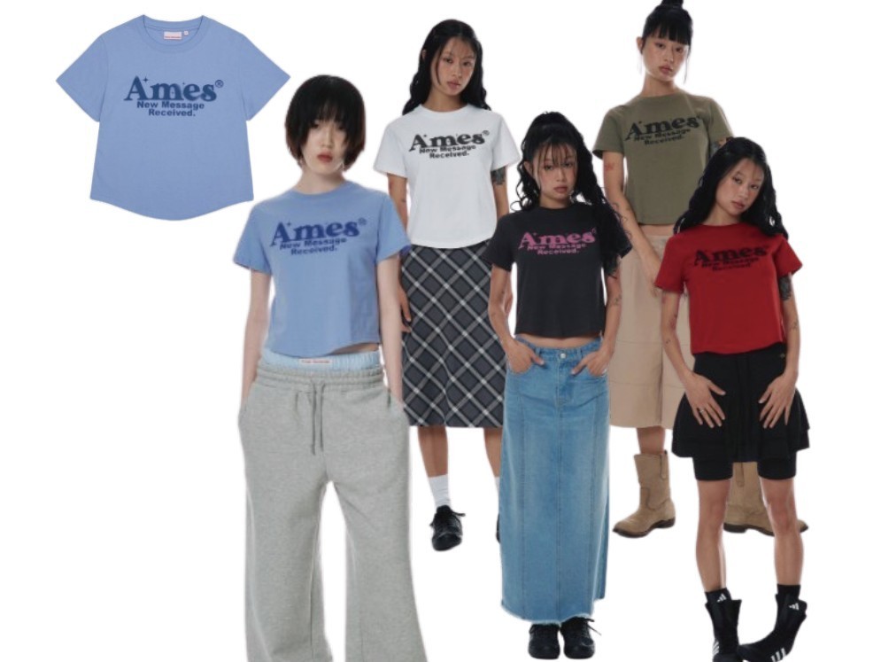 韓国商品 / AMES WORLDWIDE ROUND HEM CROP TEE