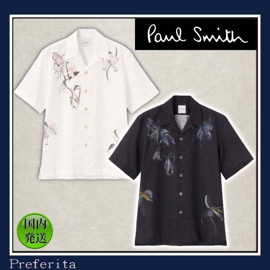 【Paul Smith】フェイデッドリリープリントオープンカラーシャツ