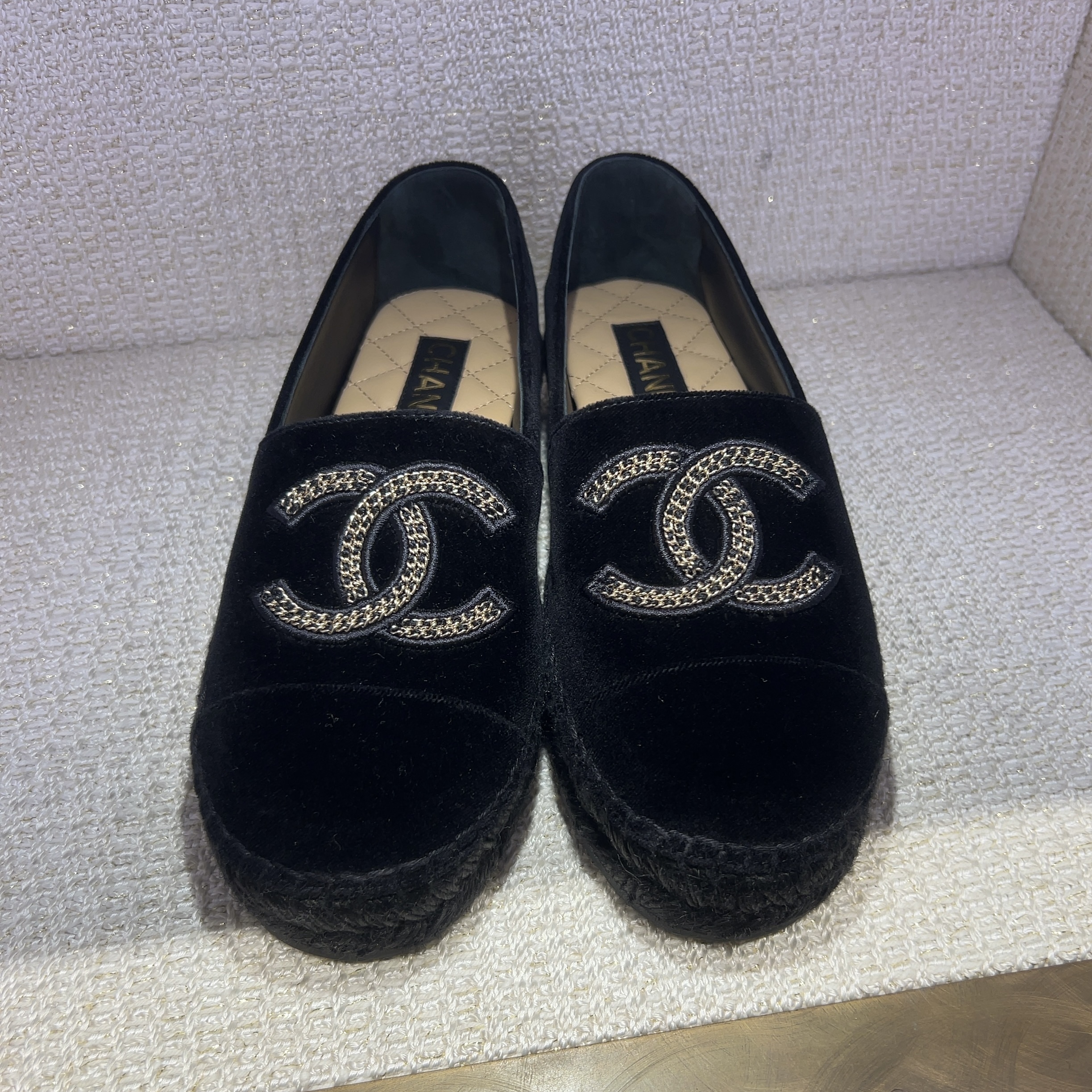 【リラックスした履き心地♪】CHANEL エスパドリーユ ベルベット
