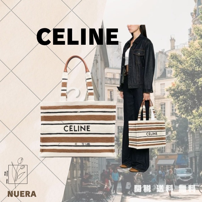 CELINE ストライプ ラージ カバ タイス トート