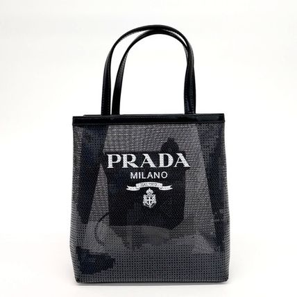 ★PRADA★関税込♪日本未入荷♪ロゴ メッシュ トートバッグ PRADA スパンコール メッシュ トートバッグ (PRADA/トートバッグ
