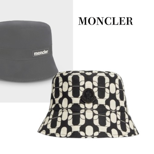 【MONCLER】リバーシブルコットンキャンバスバケットハット ロゴ