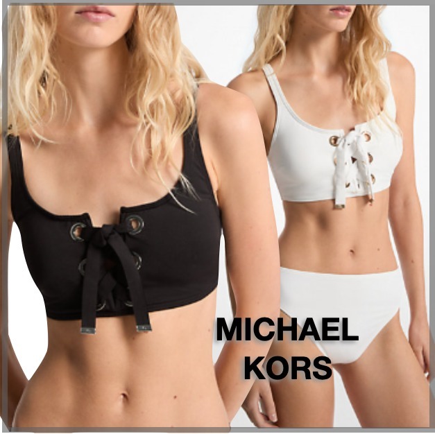 Michael Kors☆ロゴ ＆ ワイド レースアップ ビキニトップ