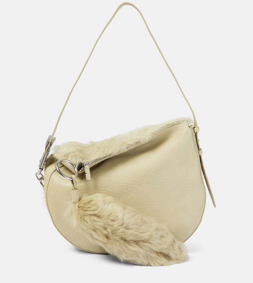 Burberry ナイト ミディアム シアリングトリム レザーショルダー