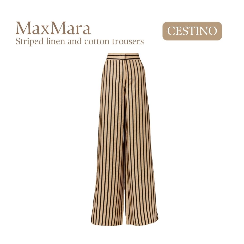 MaxMara★チェスティーノ リネン コットン ストライプ パンツ