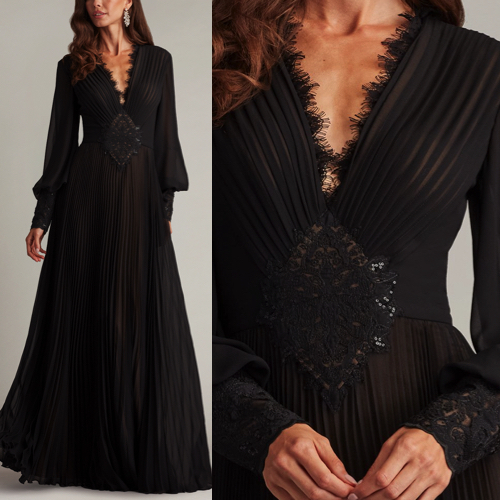 SALE!!TADASHI SHOJI レースプリーツロングガウン☆