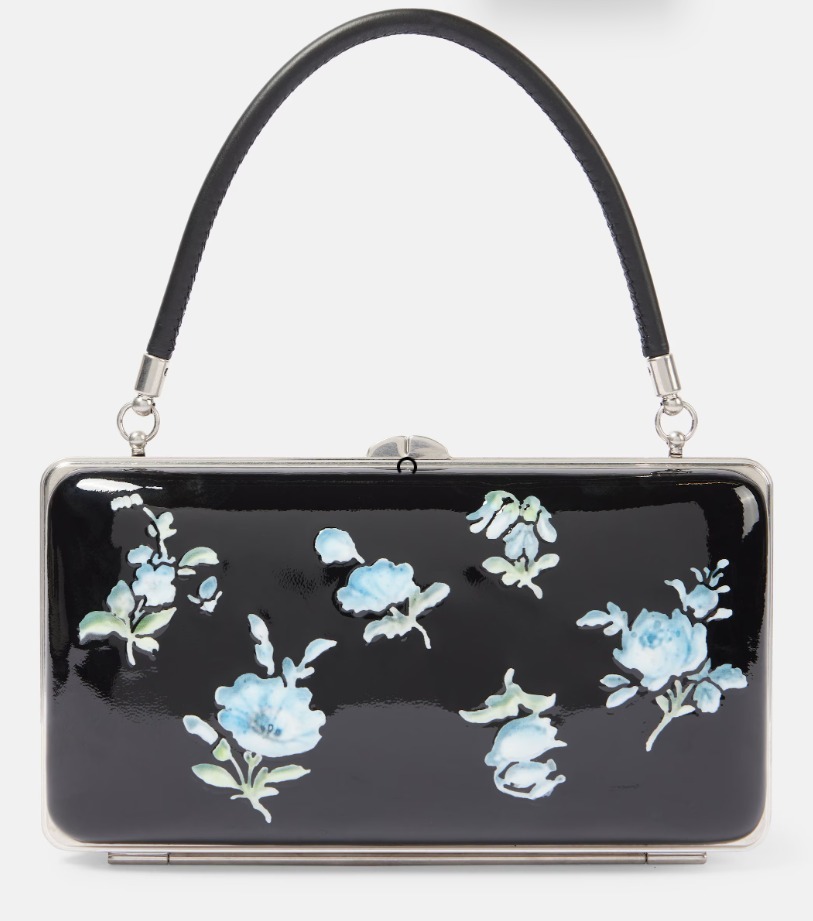 Prada 花柄パテントレザークラッチ