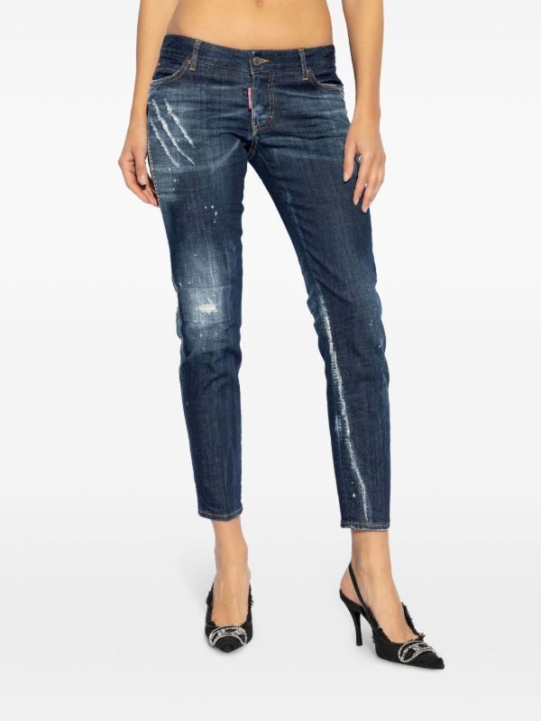 【関税込 日本発送】DSQUARED2 ロゴパッチ ジーンズ ネイビー