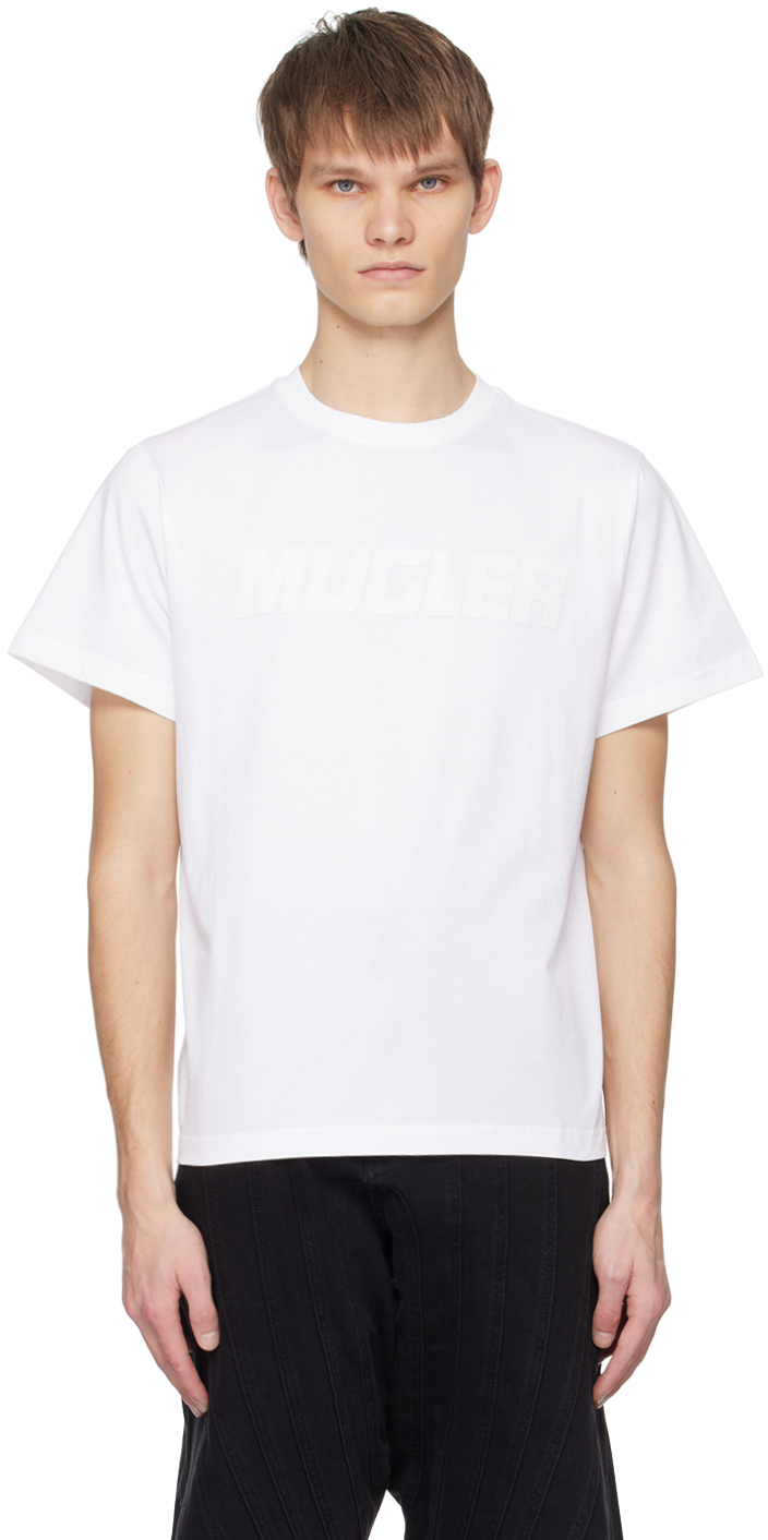 【関税込み】Mugler ホワイト ボンディングロゴ Tシャツ
