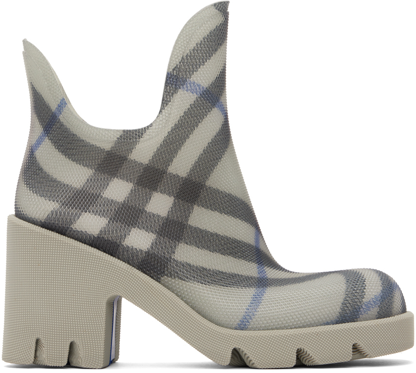 【関税込み】Burberry グレー ラバー Marsh ヒール レインブーツ