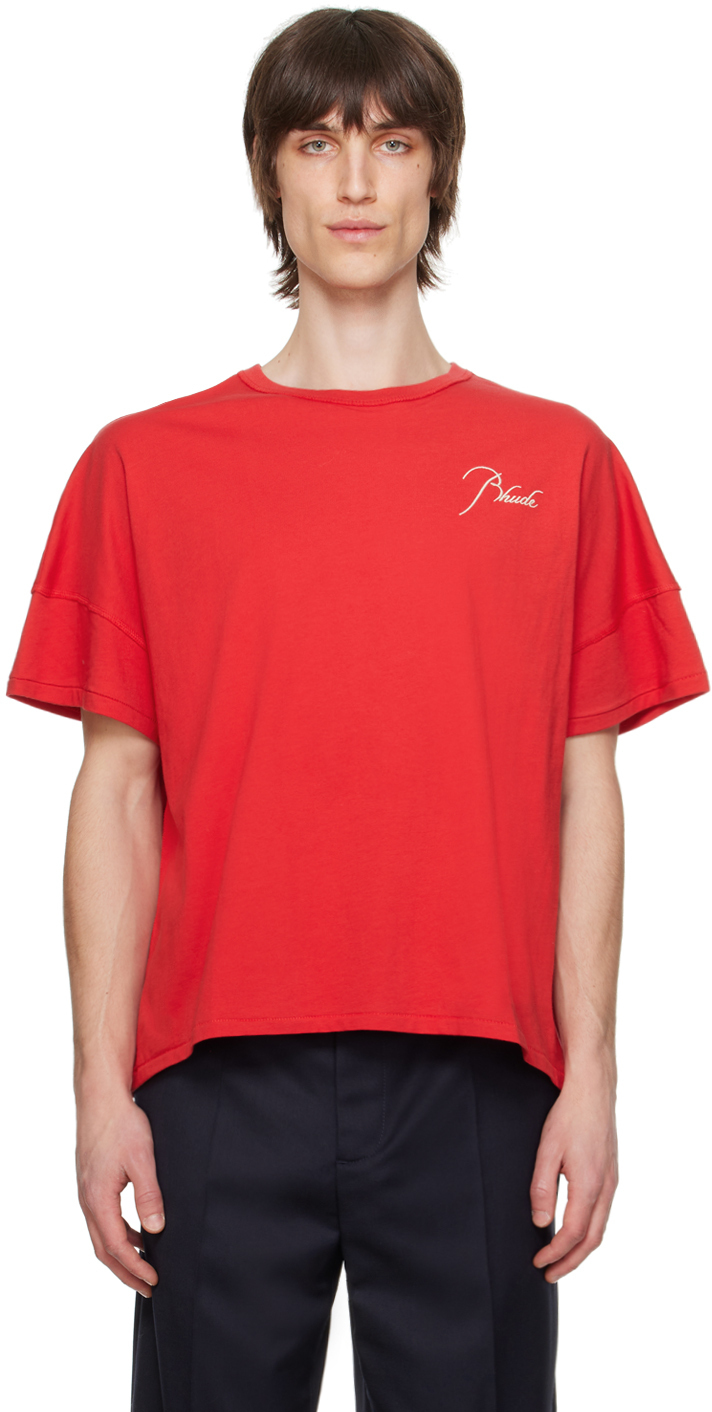 【関税込み】Rhude レッド Reverse Tシャツ