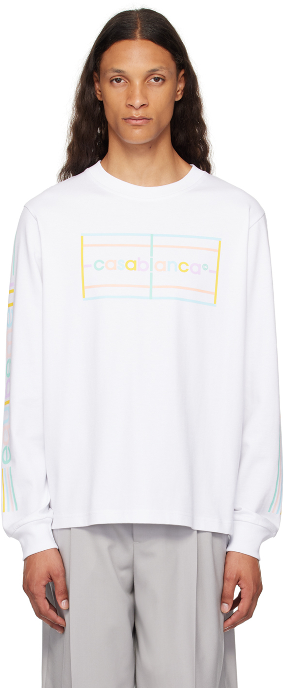 【関税込み】Casablanca ホワイト Pastel Court 長袖Tシャツ