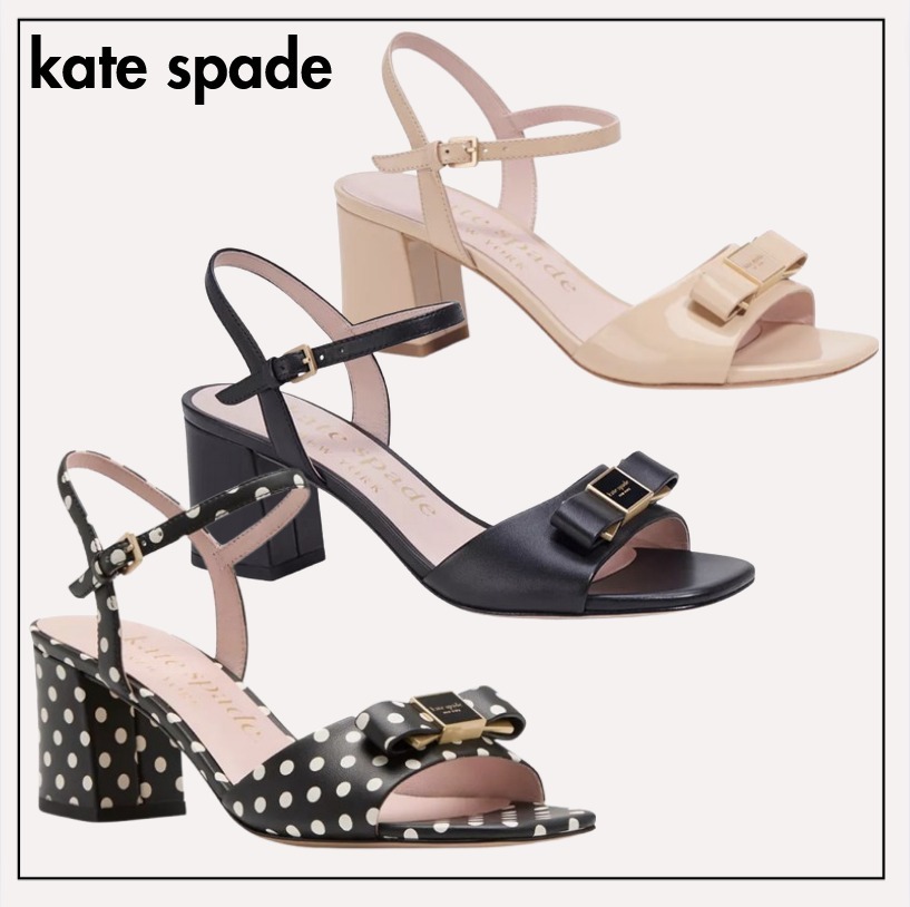 kate spade◆ロゴリボン ストラップブロックヒール サンダル 3色