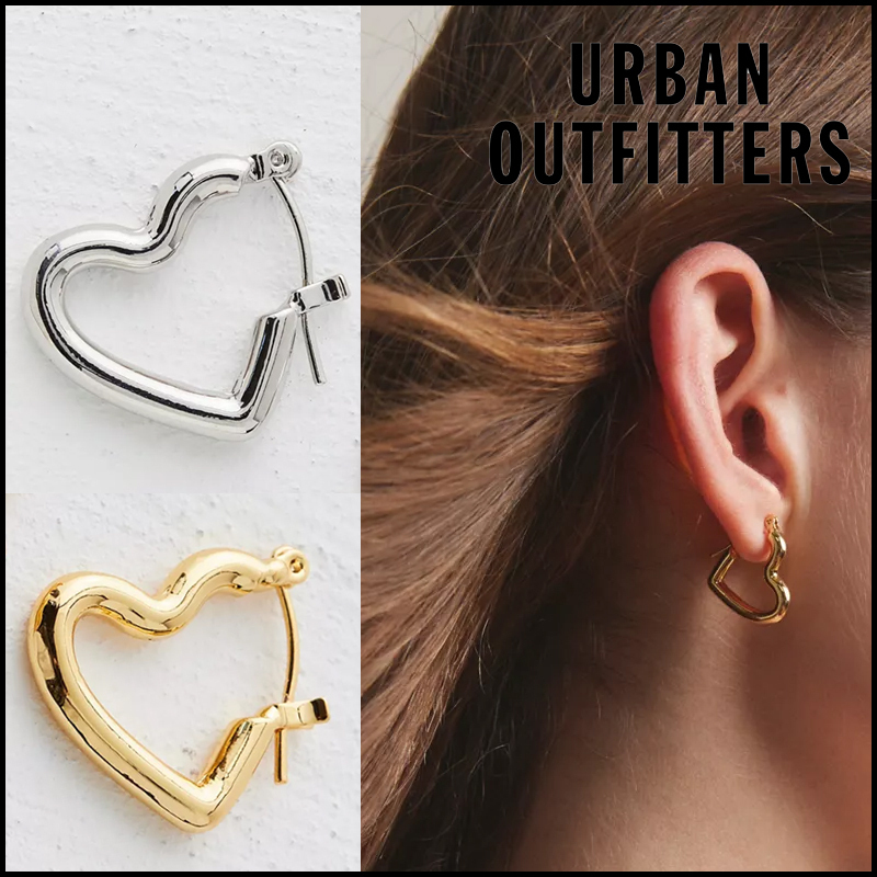 Urban Outfitters☆ 14K＆ホワイトゴールド・ハートフープピアス
