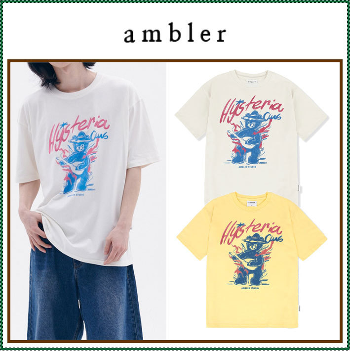 【AMBLER】 Hysteria bear embroidered short-sleeved T-shirt