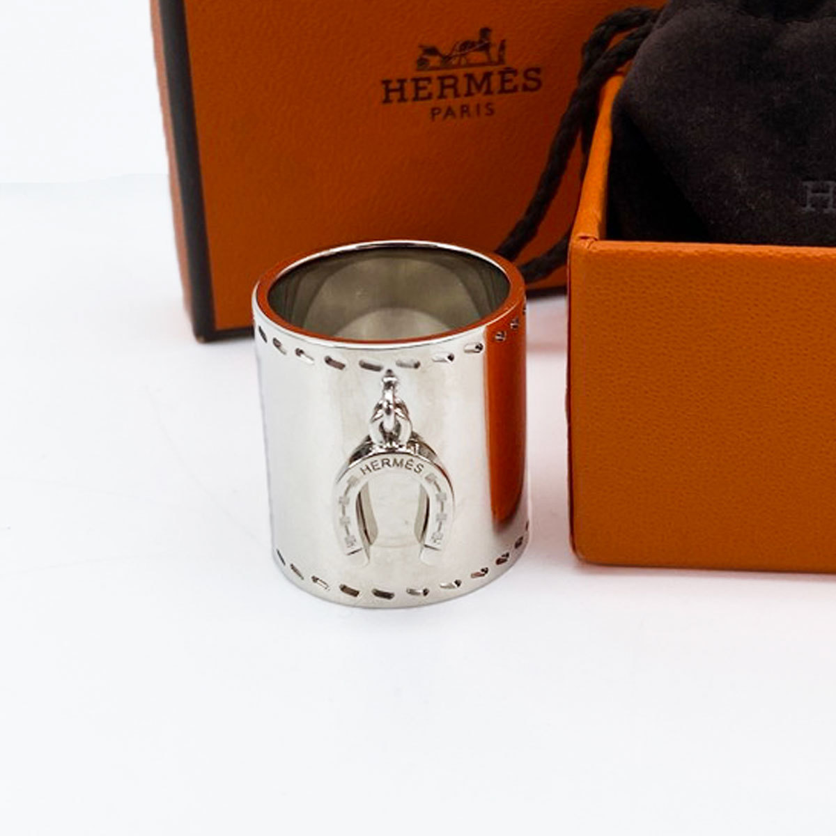 HERMES メタル ホースシュー スカーフリング シルバー 9345