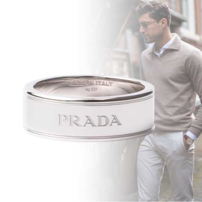 PRADA プラダ リング メンズ シルバー ロゴ ジュエリーリング