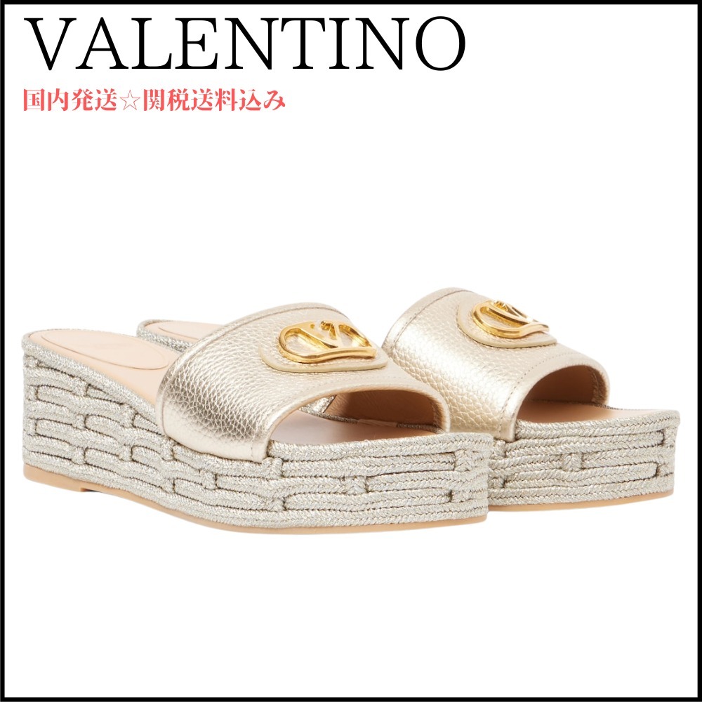 【VALENTINO】メタリックレザー サンダル ＊関税送料込み