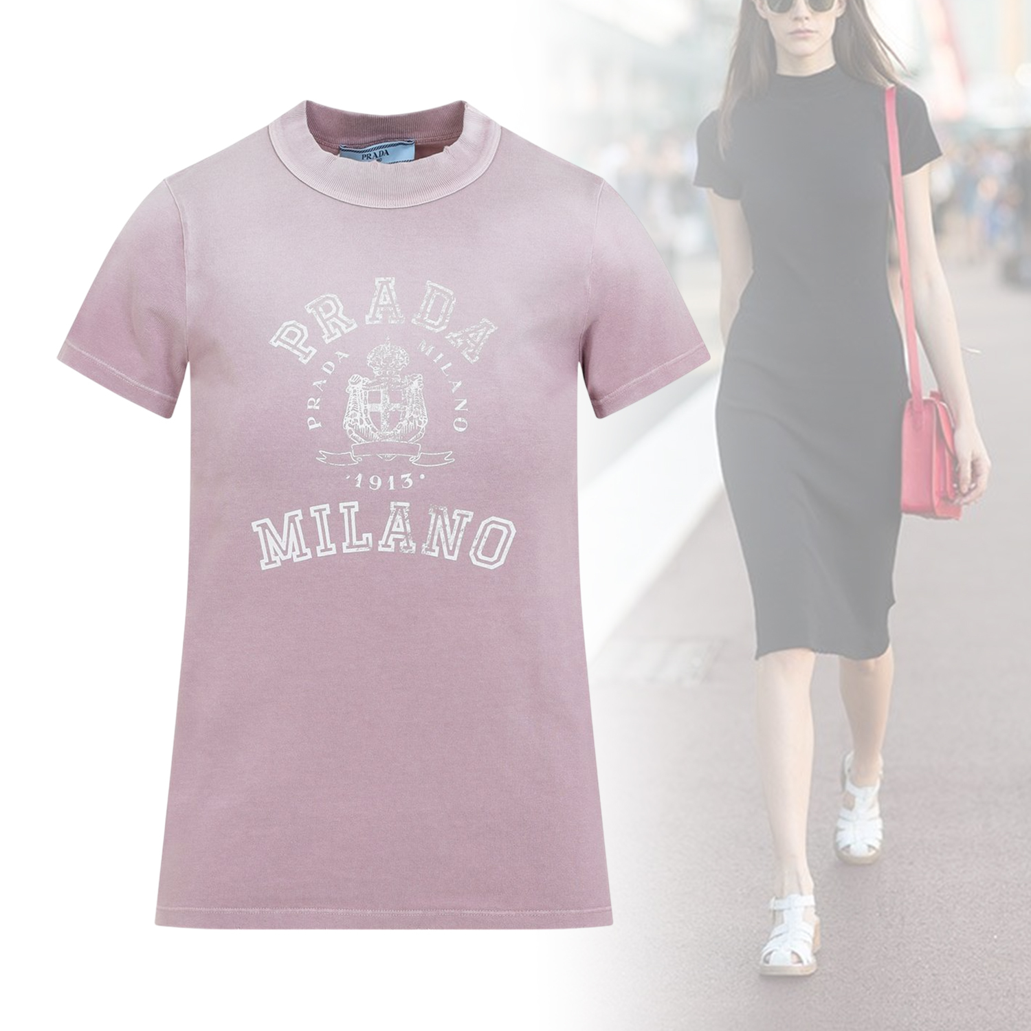 ◆PRADA◆ ロゴ プリント クルーネック Tシャツ