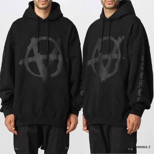 VETEMENTS ヴェトモンスウェットロゴフーディーパーカーブラック