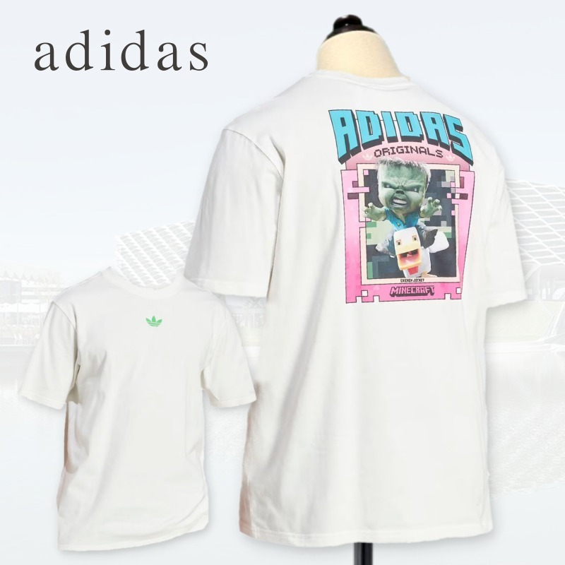 送込*adidas×MINECRAFT*ミクストメディアバックプリントTシャツ