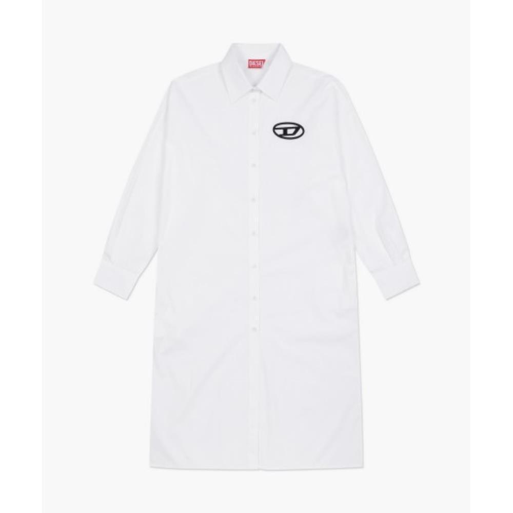 ◆DIESEL◆ Rune D Logo Embroidered Shirt One Piece White A10