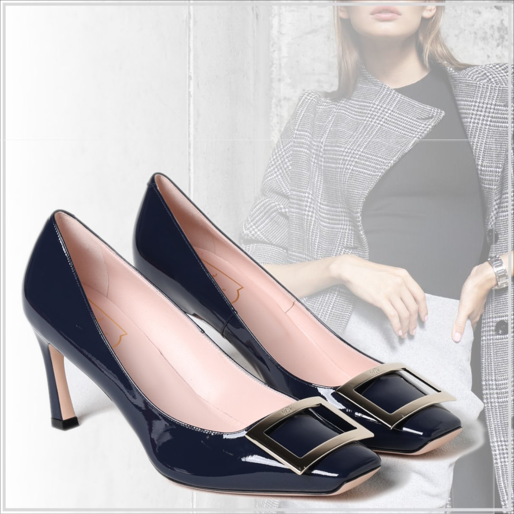 洗練【Roger Vivier】トランペット パテントレザー パンプス