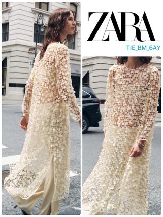 ZARA スパンコールロングワンピース 3920/248 スペイン発送 ZARA スパンコールのついたロングネットドレス