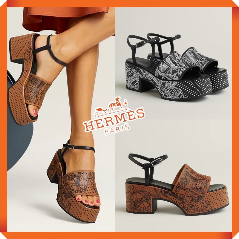 25新作★HERMES★プラットフォームカーフスキンサンダル