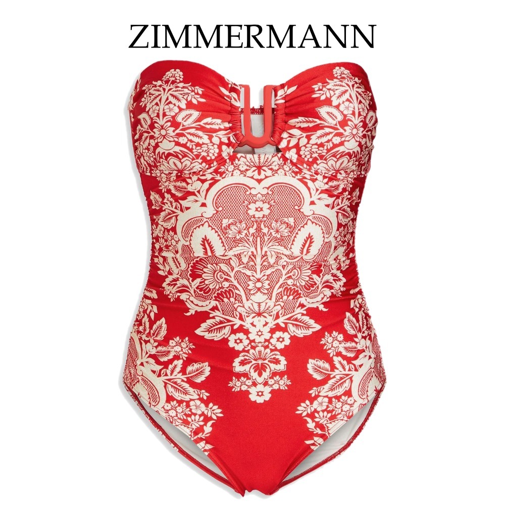 【ZIMMERMANN】バンドゥスイムウェア ルーシュ入り フローラル
