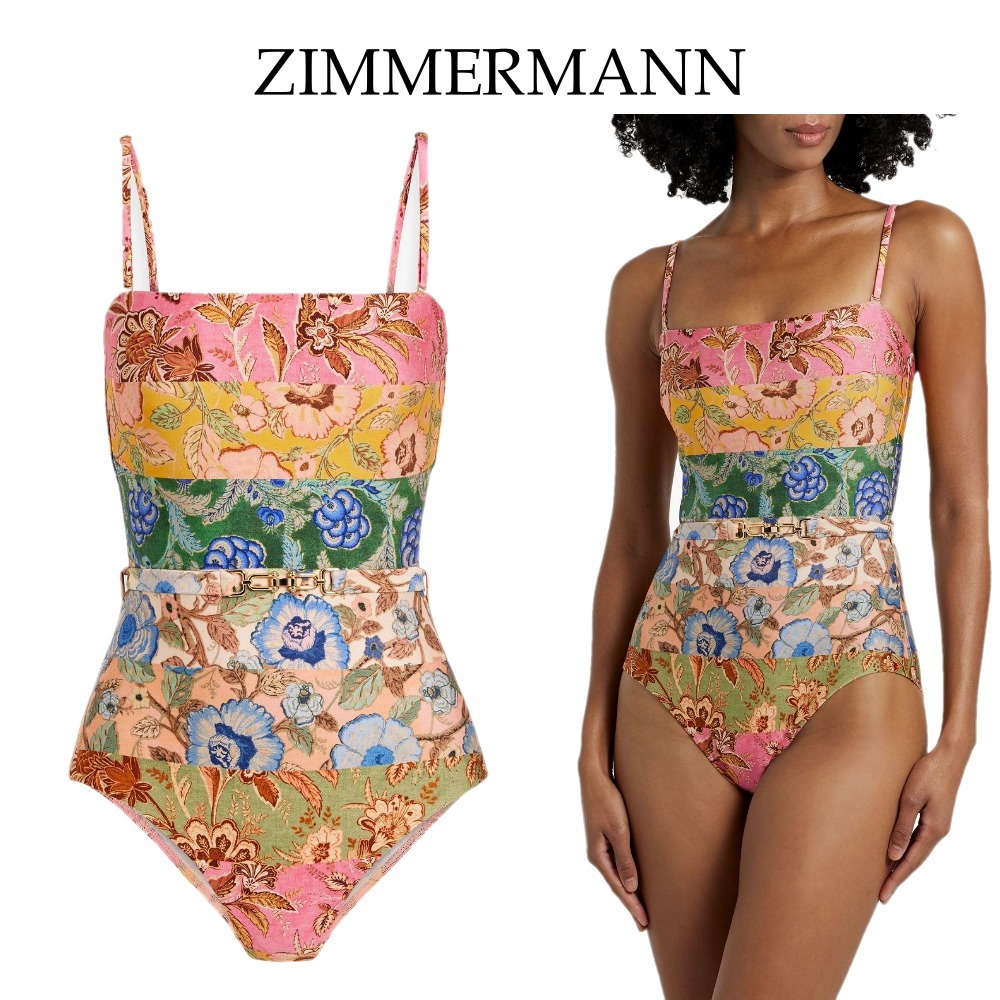 【ZIMMERMANN】スイムウェア ベルト付き プリント入り