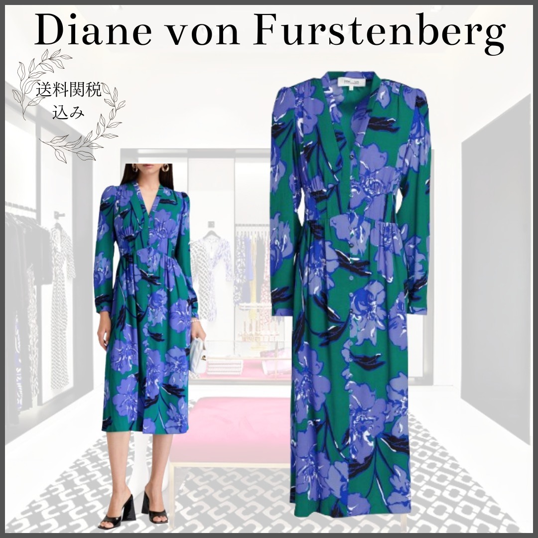 【DIANE VON FURSTENBERG】ミディワンピース フローラルプリント