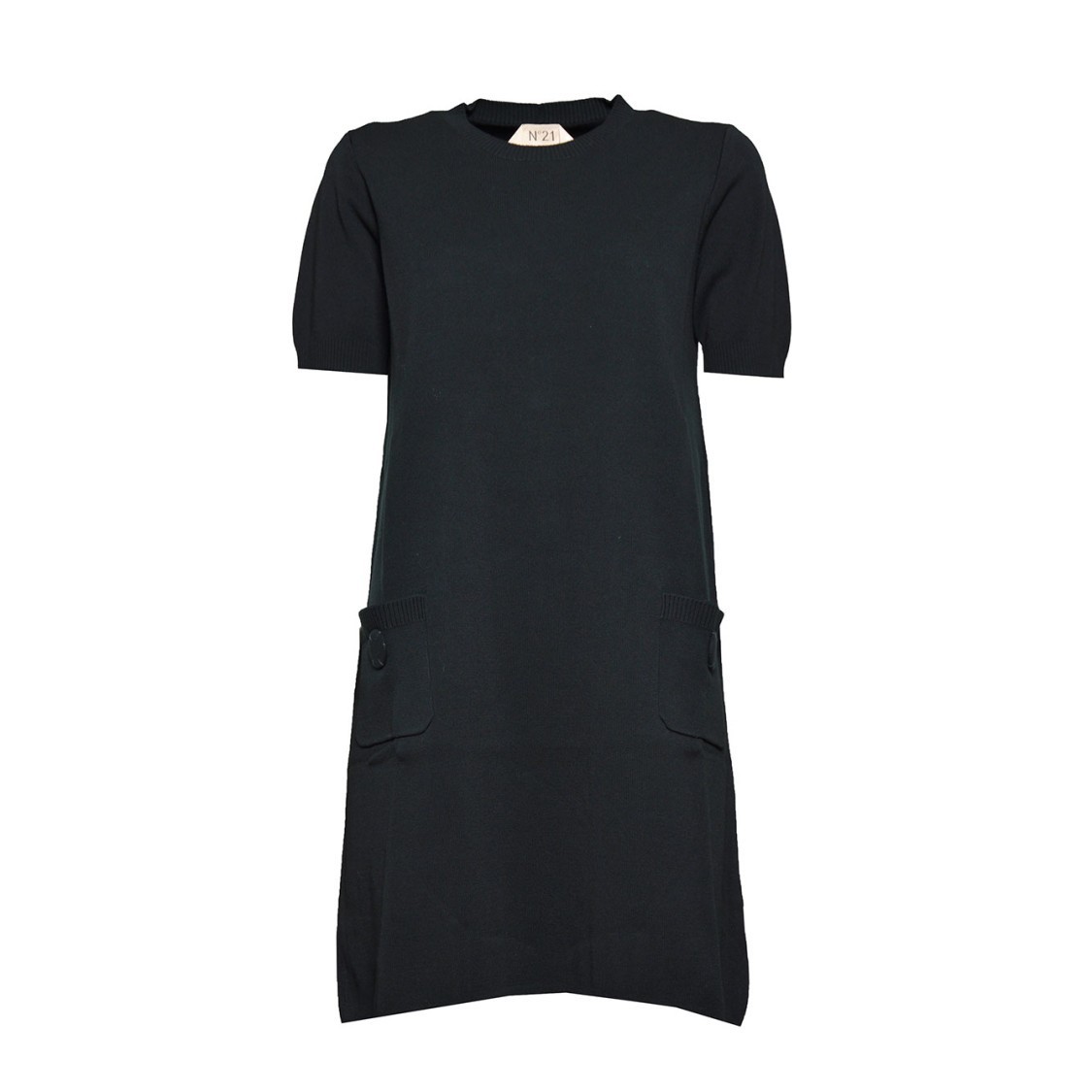 N°21 Black Cotton Short Dress With Pockets