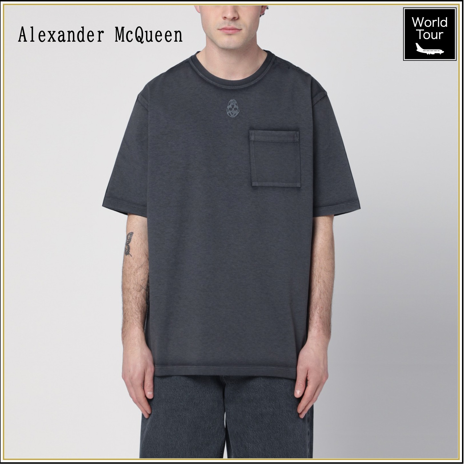 Alexander McQueen メンズ スカルプリント Tシャツ