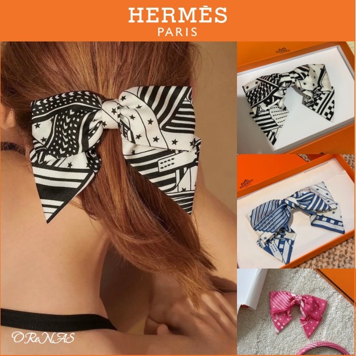【可愛いデザインでお洒落♪】HERMES リボンバレッタ