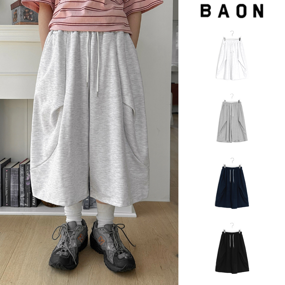 【BAON】[unisex] Senbro Banding Balloon Bermuda Pants