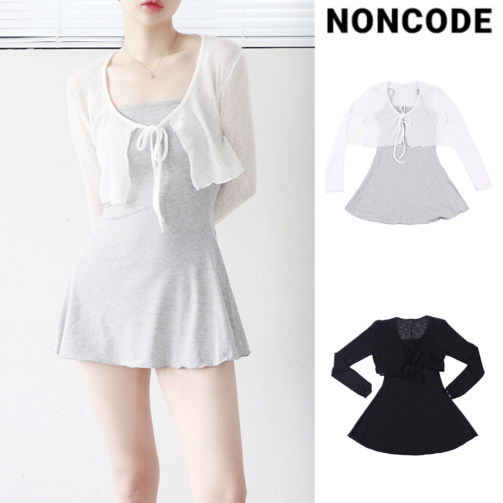 【NONCODE】Rona flare cardigan + sleeveless one piece set