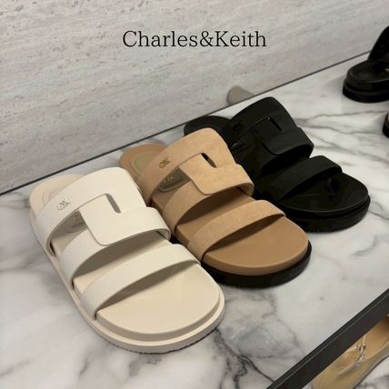 CHARLES&KEITH★Braided Flat Sandals 編み込みサンダル/送料込 ダブルバックルストラップ スリングバックサンダル - Brown