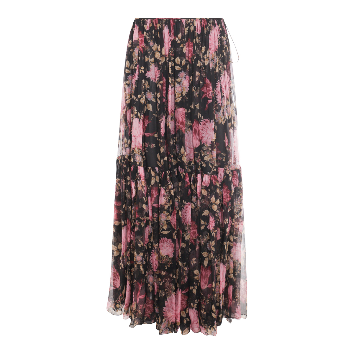 【CHLOE】BLACK MULTICOLOR SILK SKIRT