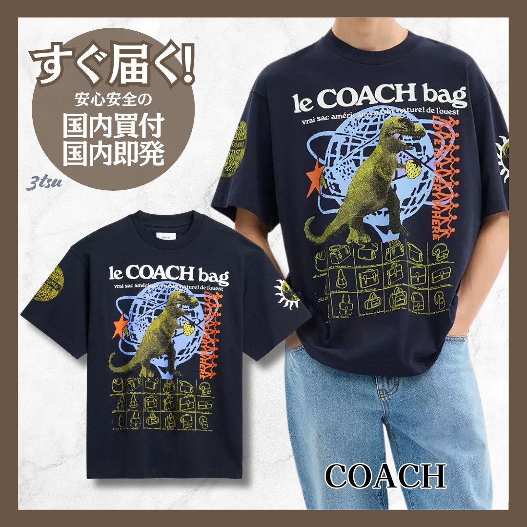 【直営店】coach★グラフィック リラックスド Tシャツ Navy 半袖
