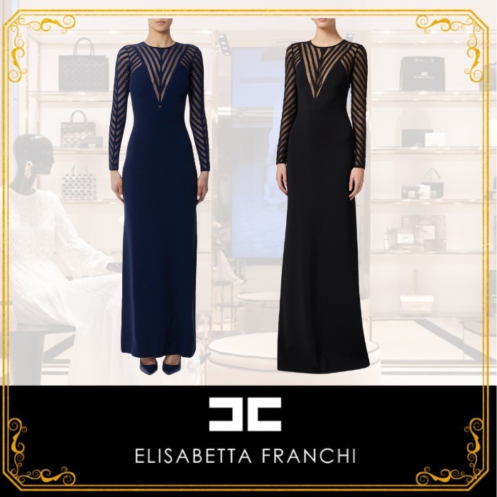 【ELISABETTA FRANCHI】シアー素材☆イブニングドレス 全２色