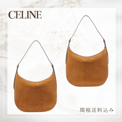 【CELINE】トリオンフ スエード ラージ バッグ ブラウン
