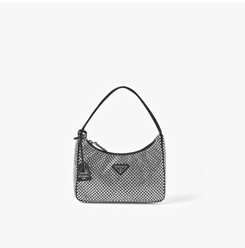 《PRADA》 クリスタルサテンロゴミニショルダーバッグ