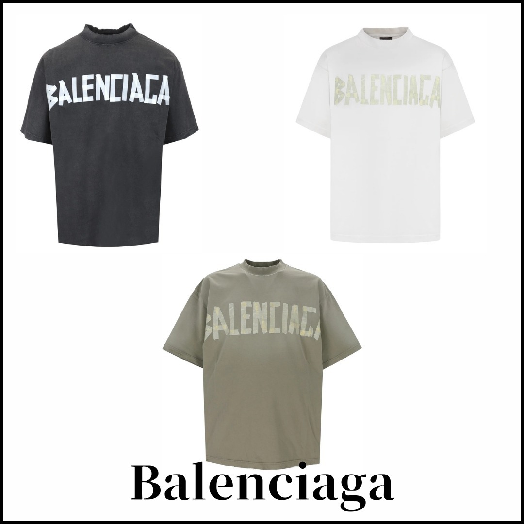 関税込【BALENCIAGA】テープタイプ クルーネック Tシャツ