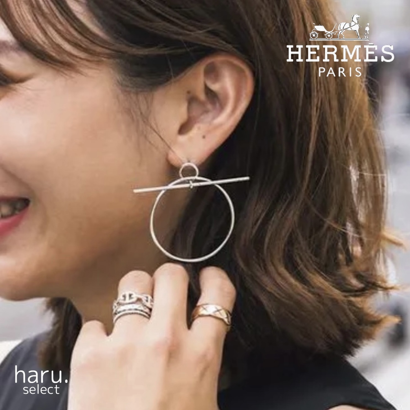 シンプル＊エレガント【HERMES】《Loop》シルバー ピアス MM