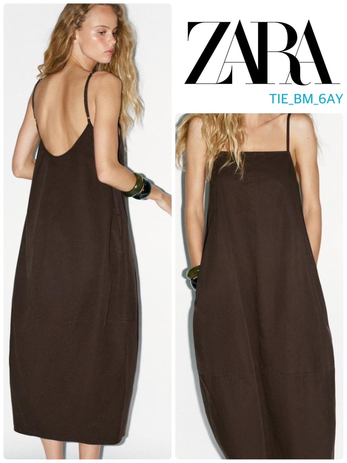 スペイン発 ZARA プリーツボリュームドレス 上品カジュアル 新作