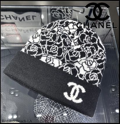 【23K】エレガント纏う★CHANEL★ニット帽★上品なカメリア＆CC