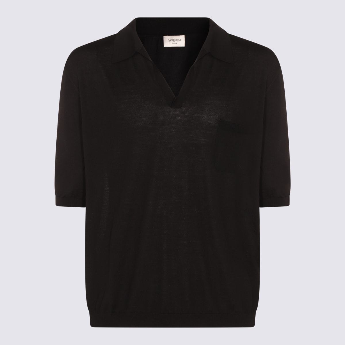 【送料&関税込】Saint Laurent Black Wool Polo Shirt