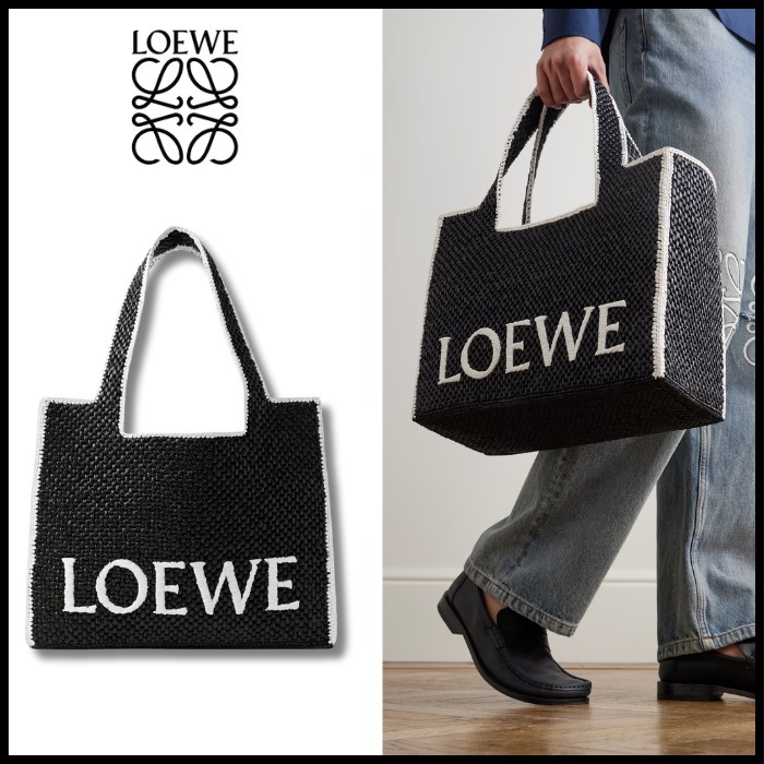 【LOEWE】 +Paula’s Ibiza ラフィア トートバッグ ロゴ刺繍入り