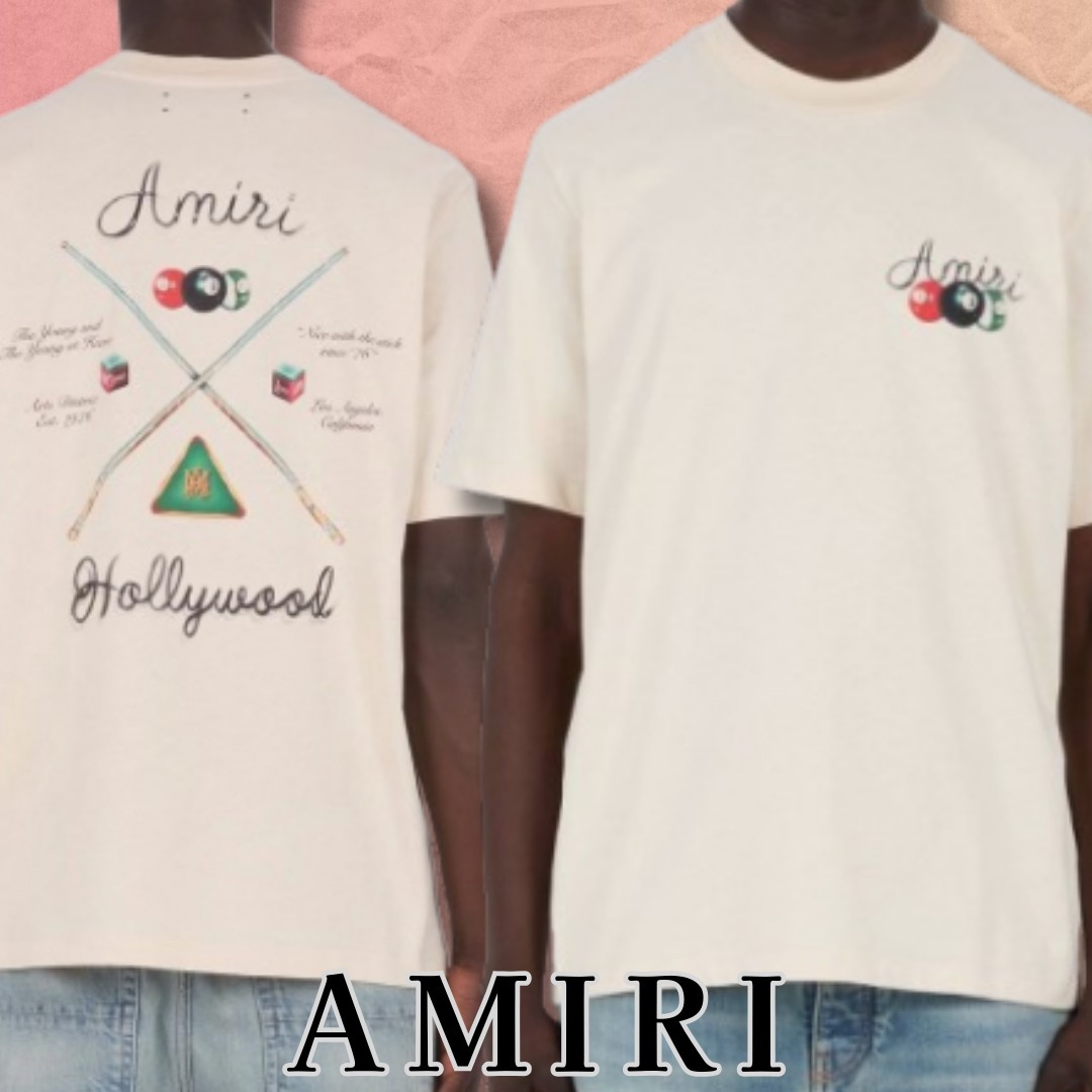 関送込【AMIRI (アミリ)】プールキュー ロゴ Tシャツ ホワイト